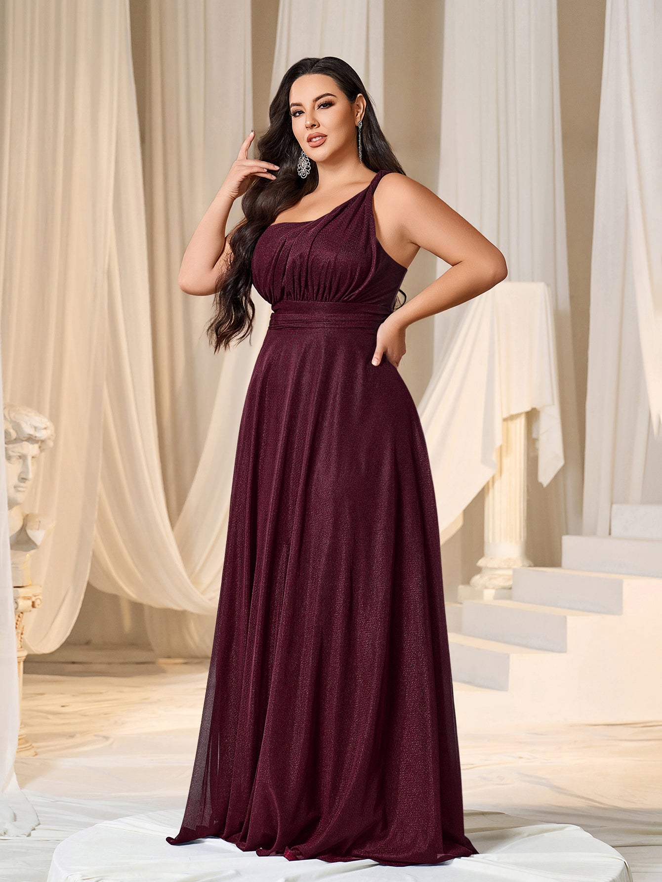 Plus One Shoulder Sleeveless Bridesmaid Dress – Curvepretty
