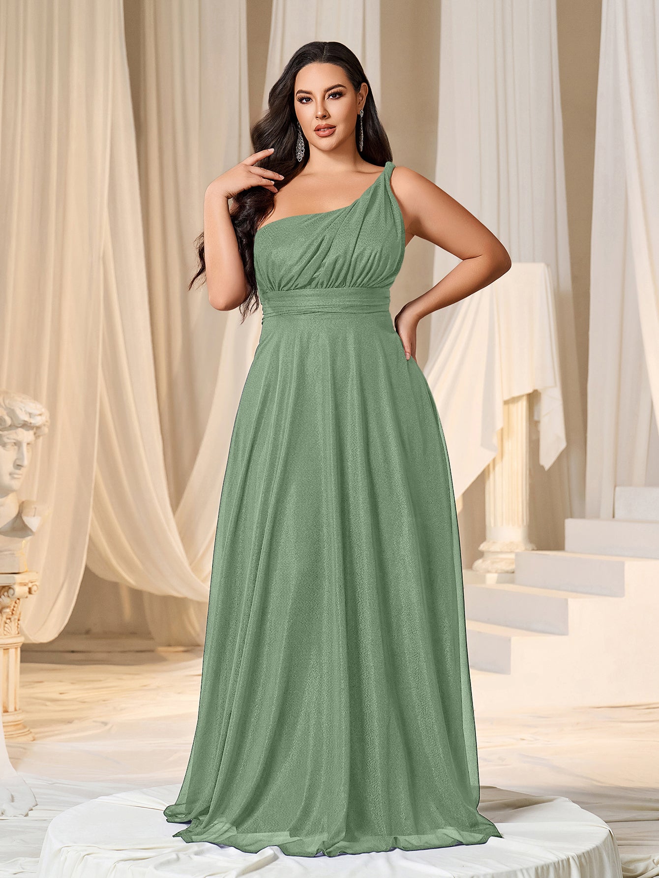 plus size one shoulder bridesmaid dress One Shoulder A Line Slit Plus Size Bridesmaid Dress