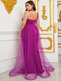 Plus Size One Shoulder Sequin Mermaid Evening Dresses