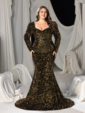 Plus Sweetheart Neck Backless Sequin Mermaid Dress