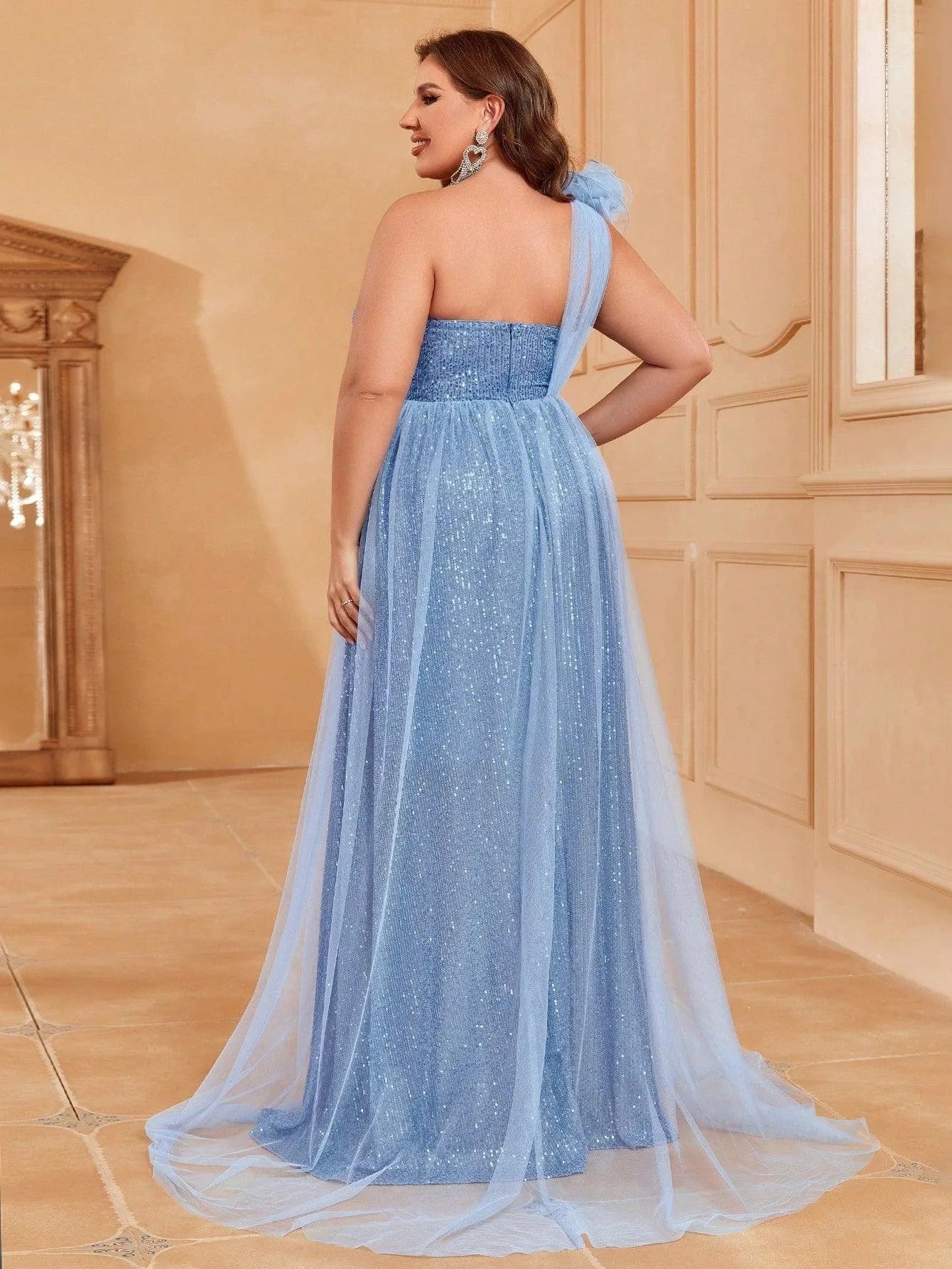 Plus One Shoulder Sequin A Line Dresses Curvepretty Plus One Shoulder Sequin A Line Dresses Curvepretty