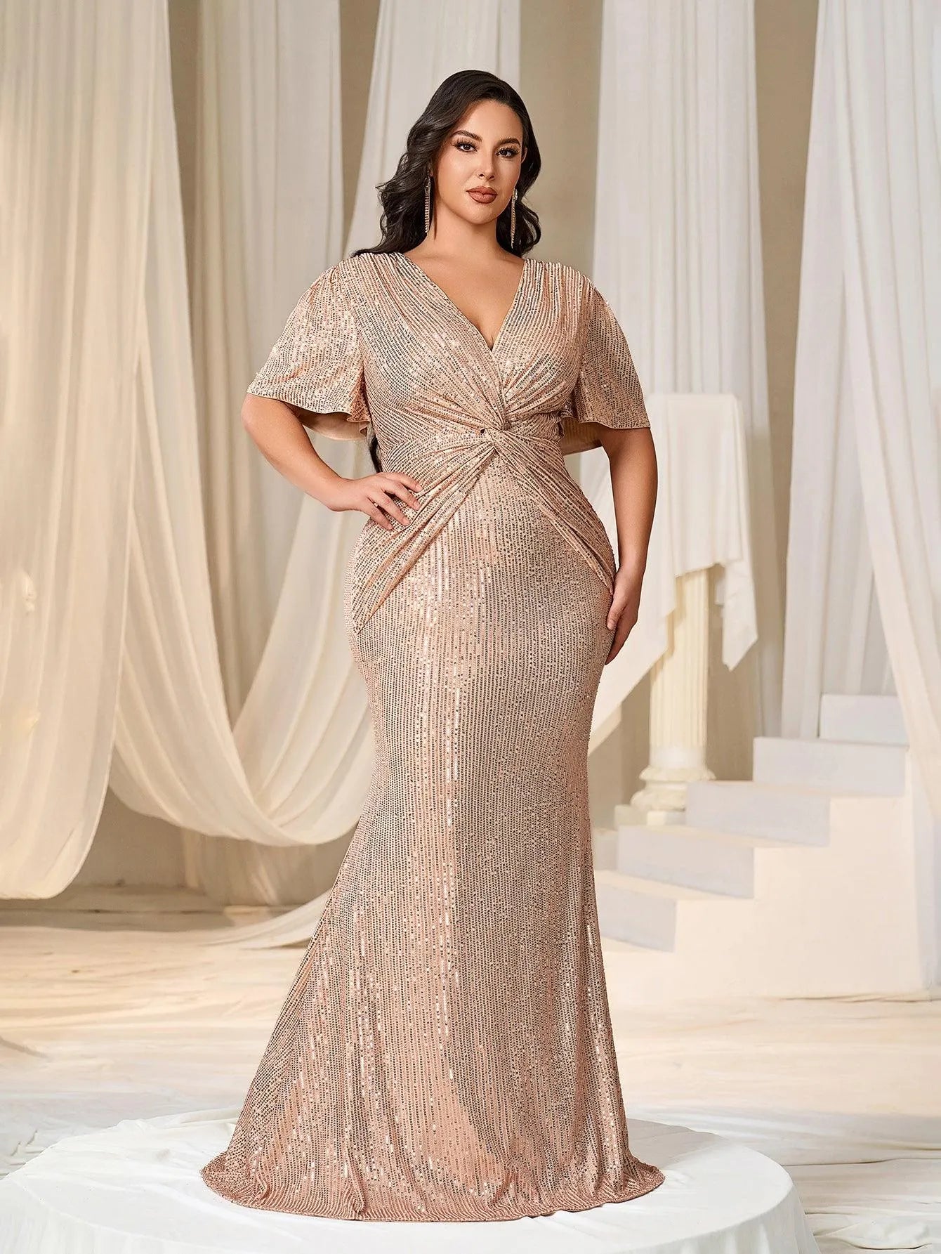 Plus Size Summer Dress SCOMCHIC Women's Ruffle Cap Sleeve, V-Neck Swing A-Line Cocktail Party Dress Plus Size Midi Dress With Ruffle Sleeves Plus Size Summer Dress SCOMCHIC Women's Ruffle Cap Sleeve, V-Neck Swing A-Line Cocktail Party Dress Plus Size Midi Dress With Ruffle Sleeves