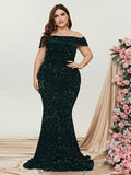 Plus Elegant Off Shoulder Mermaid Hem Prom Dress