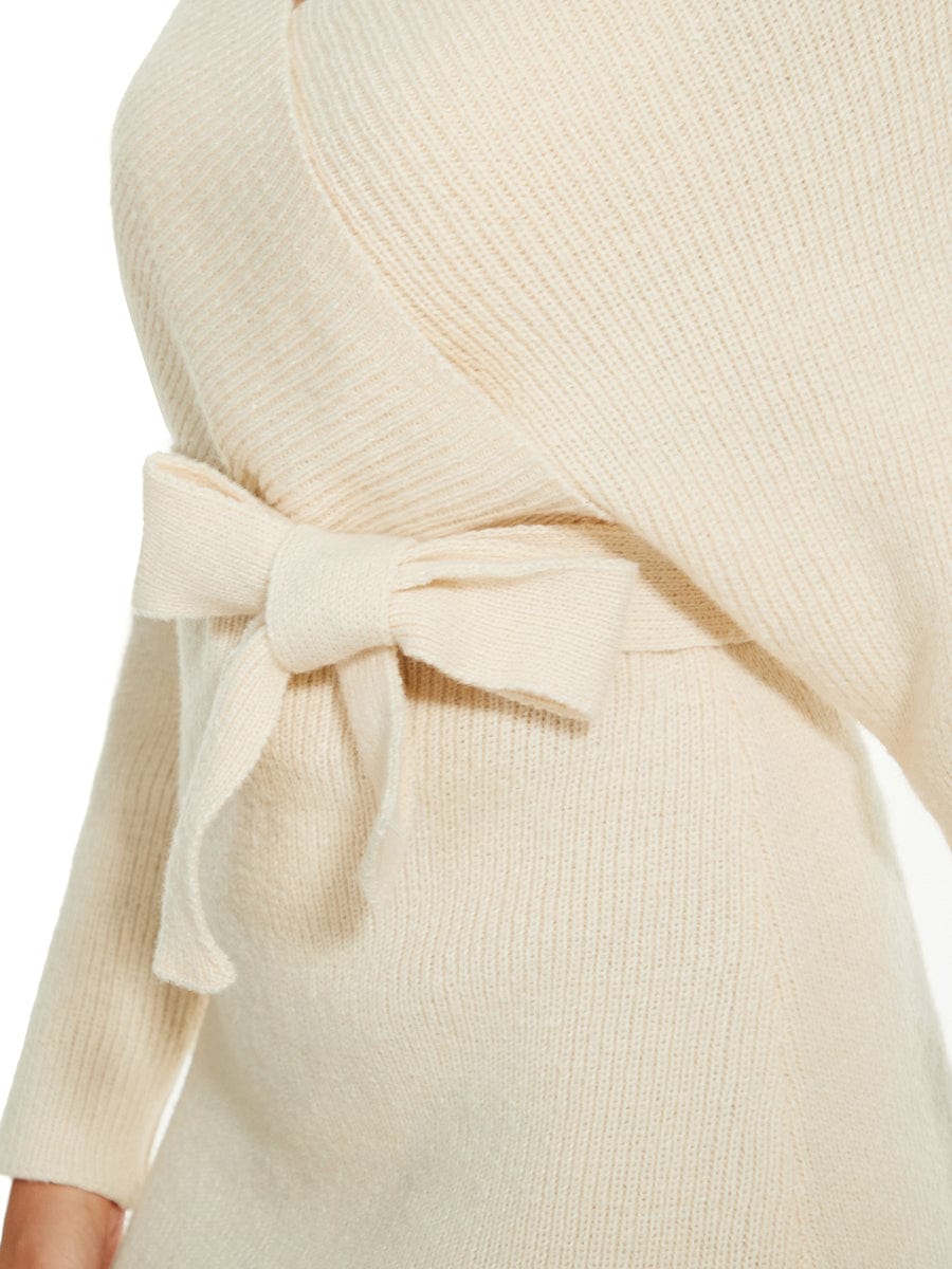 V-Neck Wrap Long Dolman Sleeve Knit Bodycon Sweater Dress