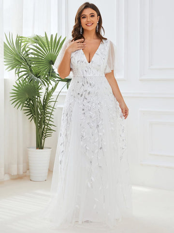 Plus Size Floor Length Formal Evening Gowns for Weddings