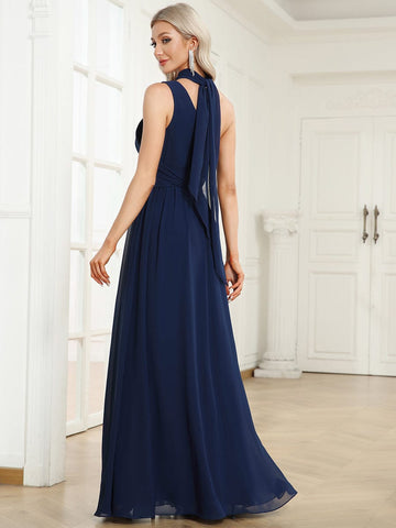 Convertible Embellished Waist Asymmetrical One Shoulder Chiffon Evening Dress