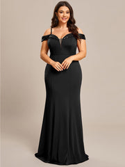 Stylish Plus Size Bodycon Deep V-Neck Sequin Evening Dress