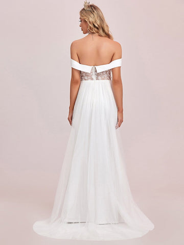 Applique Off-Shoulder Bodycon Fishtail Wedding Dress