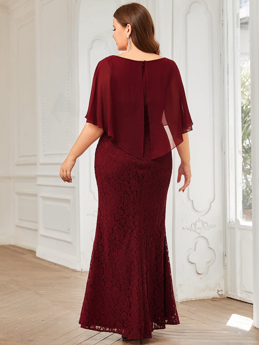 Plus Size Lace Fishtail Chiffon Coverup Mother of the Bride Dress