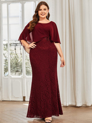 Lace Fishtail Chiffon Coverup Mother of the Bride Dress
