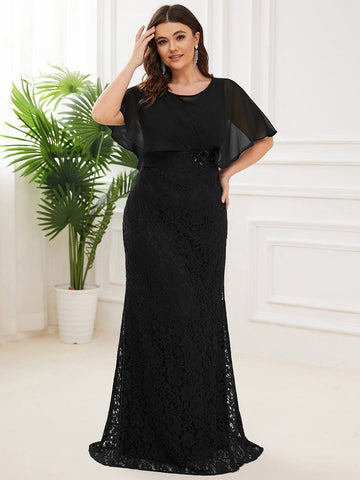 Lace Fishtail Chiffon Coverup Mother of the Bride Dress