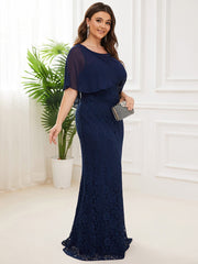 Plus Size Lace Fishtail Chiffon Coverup Mother of the Bride Dress