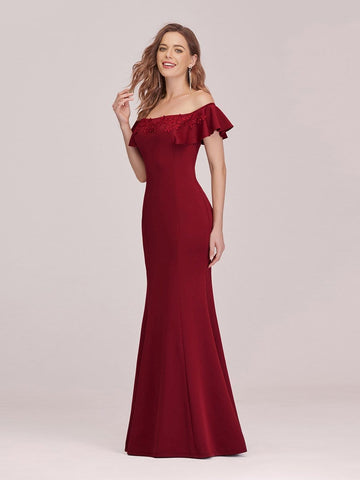 Sexy Off Shoulder Mermaid Evening Dress with Appliques