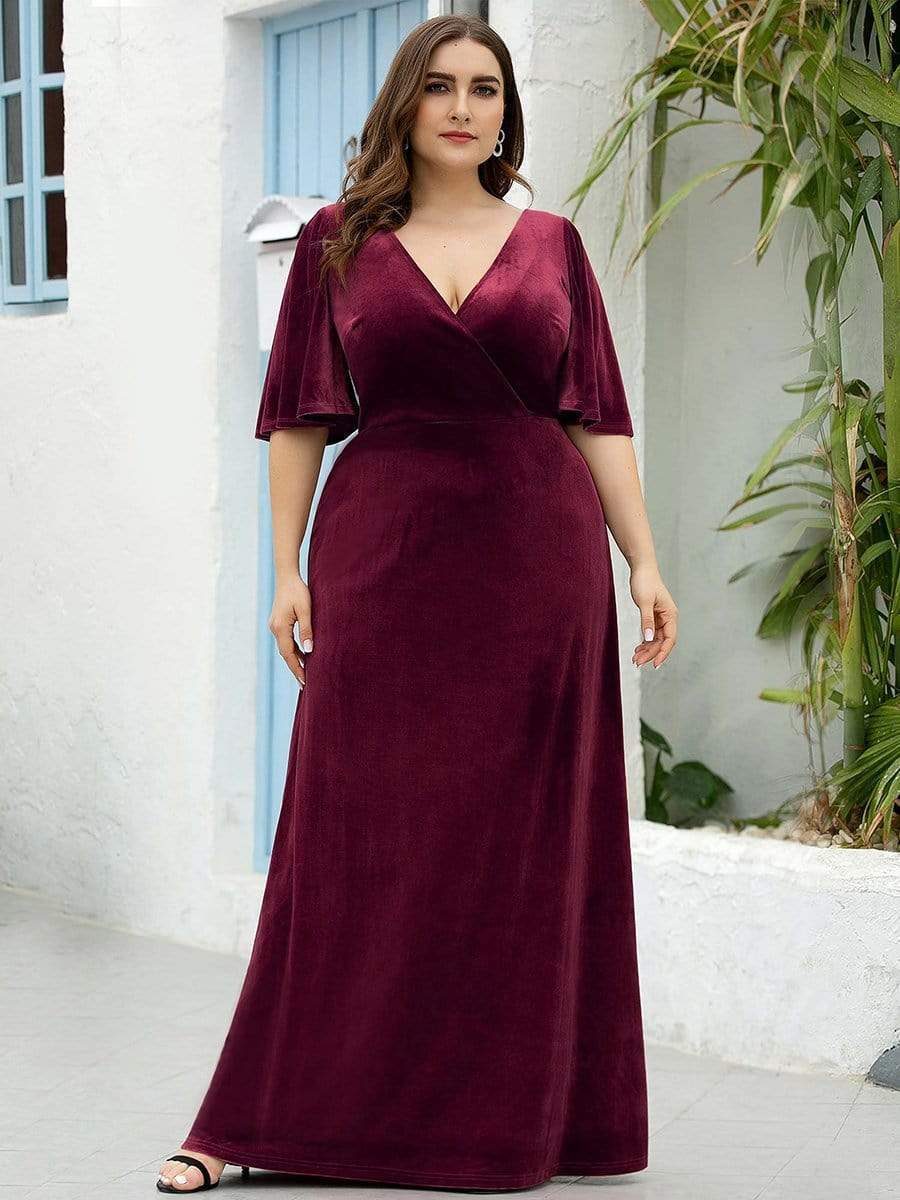Vintage Plus Size Velvet Maxi Evening Dress – Curvepretty