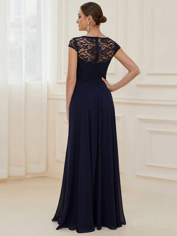 Sweetheart Floral Lace Cap Sleeve Wedding Guest Dress