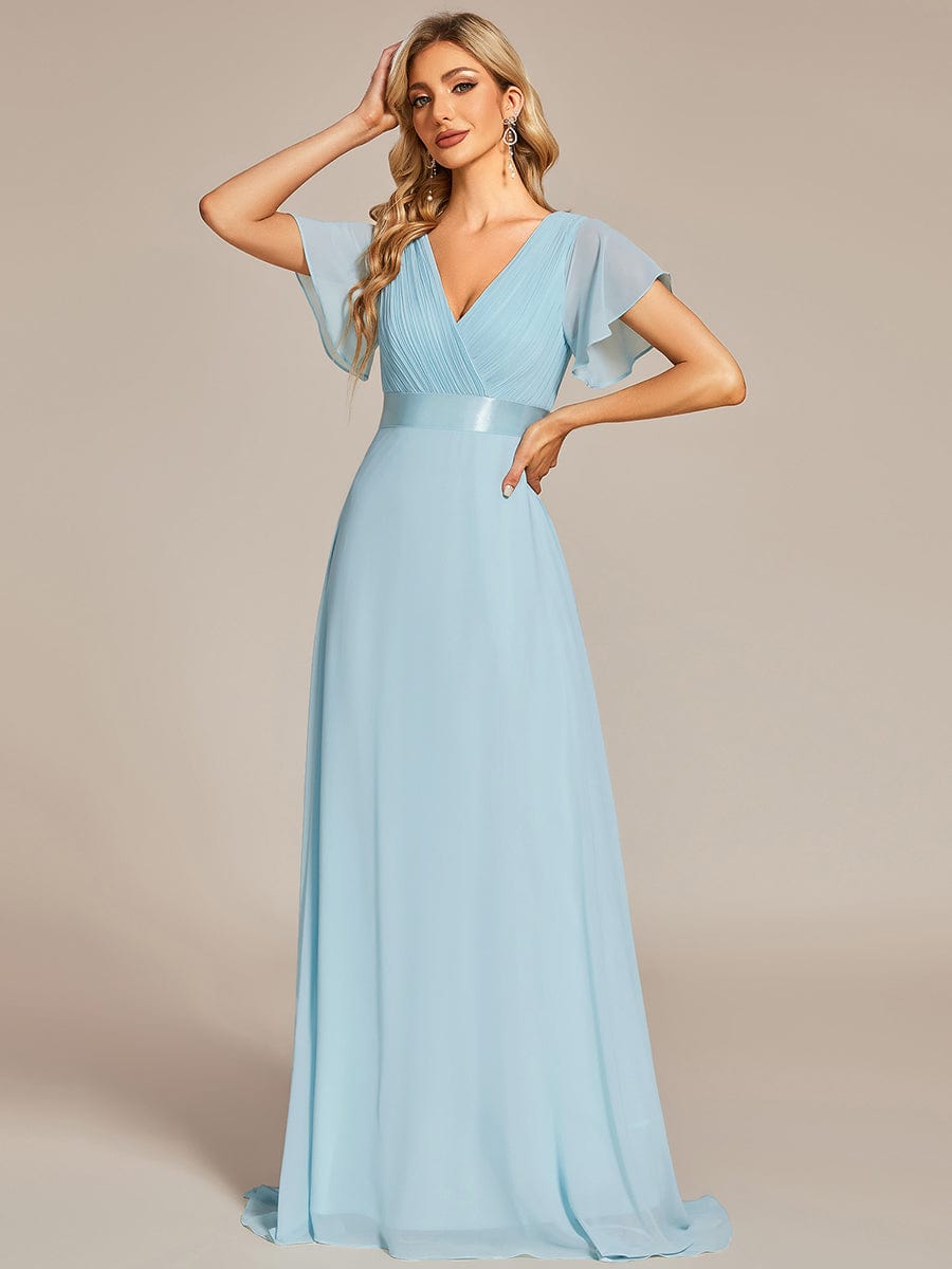 Flowy A-Line Chiffon Short Sleeve Bridesmaid Dress