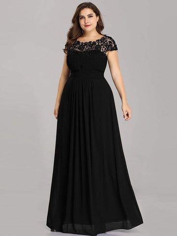 Elegant Maxi Long Lace Bridesmaid Dress with Cap Sleeve