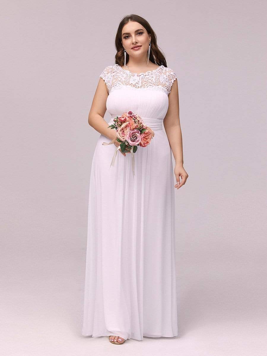 Elegant Maxi Long Lace Bridesmaid Dress with Cap Sleeve