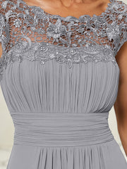 Classic Maxi Long Lace Cap Sleeve Bridesmaid Dress