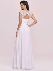 Classic Maxi Long Lace Cap Sleeve Bridesmaid Dress