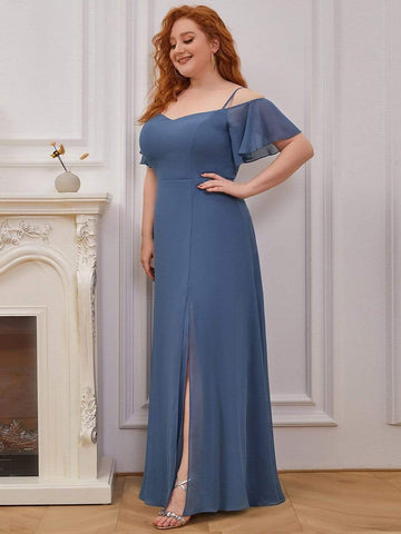 Plus Size Sexy High Slit Long Formal Evening Dresses