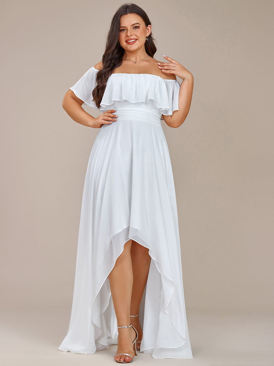 Plus Size Flowy Chiffon High-Low Off The Shoulder Bridesmaid Dress
