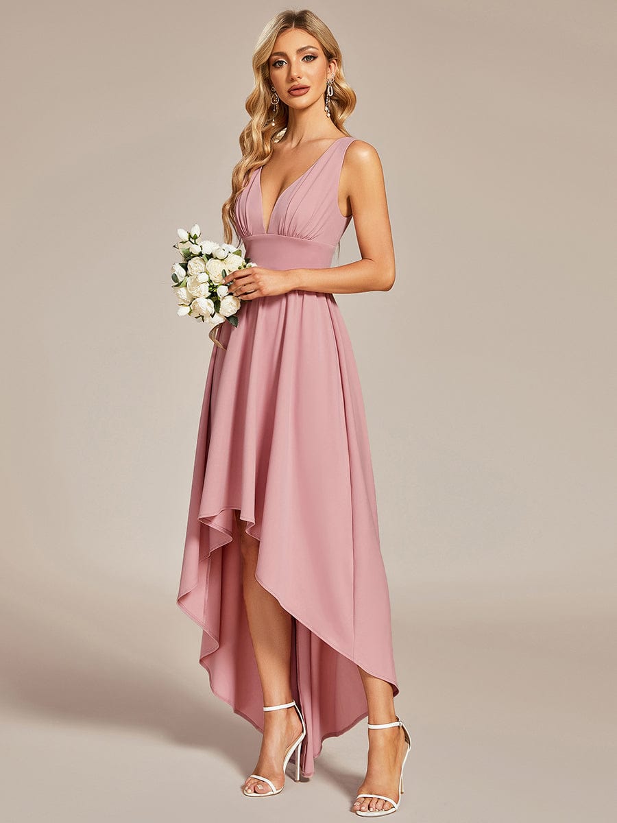 Elegant High-Low Sleeveless Empire Waist Bridesmaid Dress