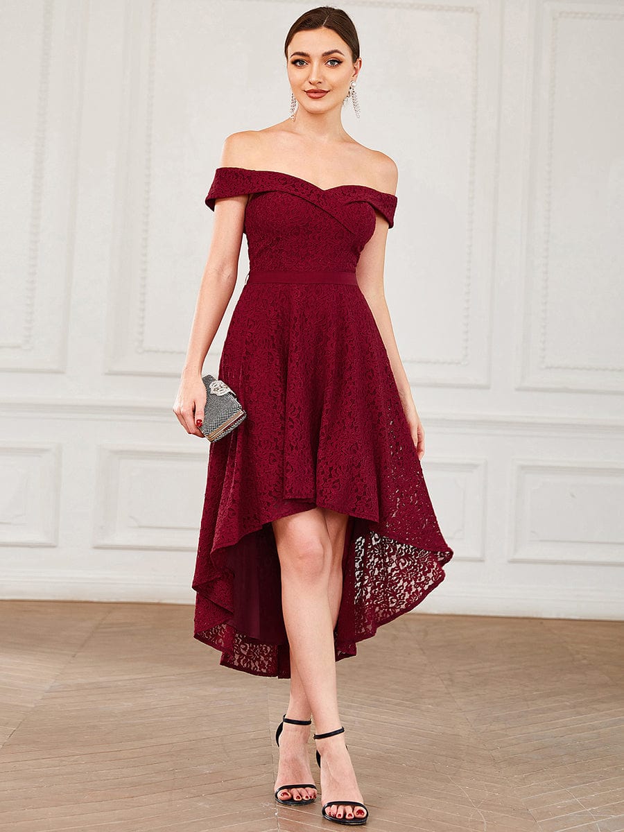 Off Shoulder Sweetheart High-Low Bridesmaid Dress