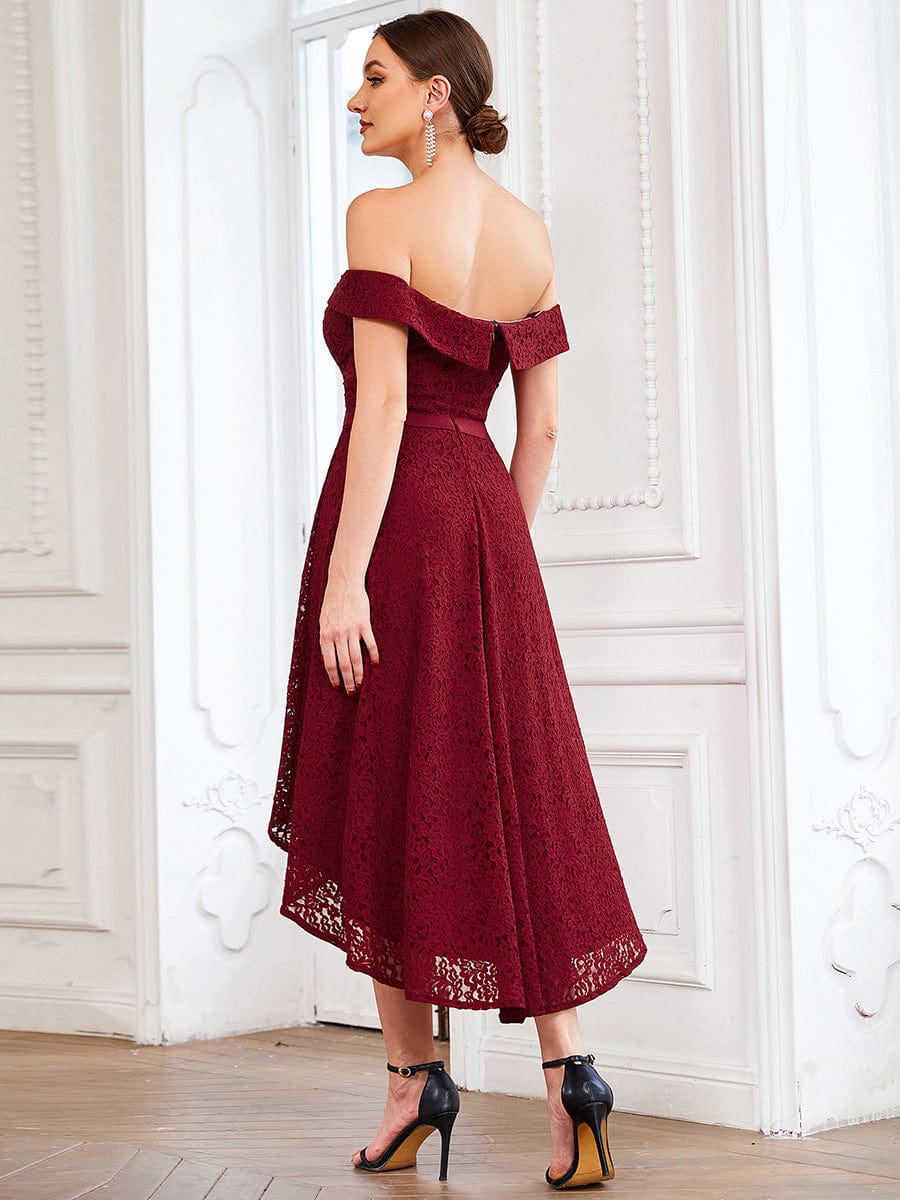 Off Shoulder Sweetheart High-Low Bridesmaid Dress