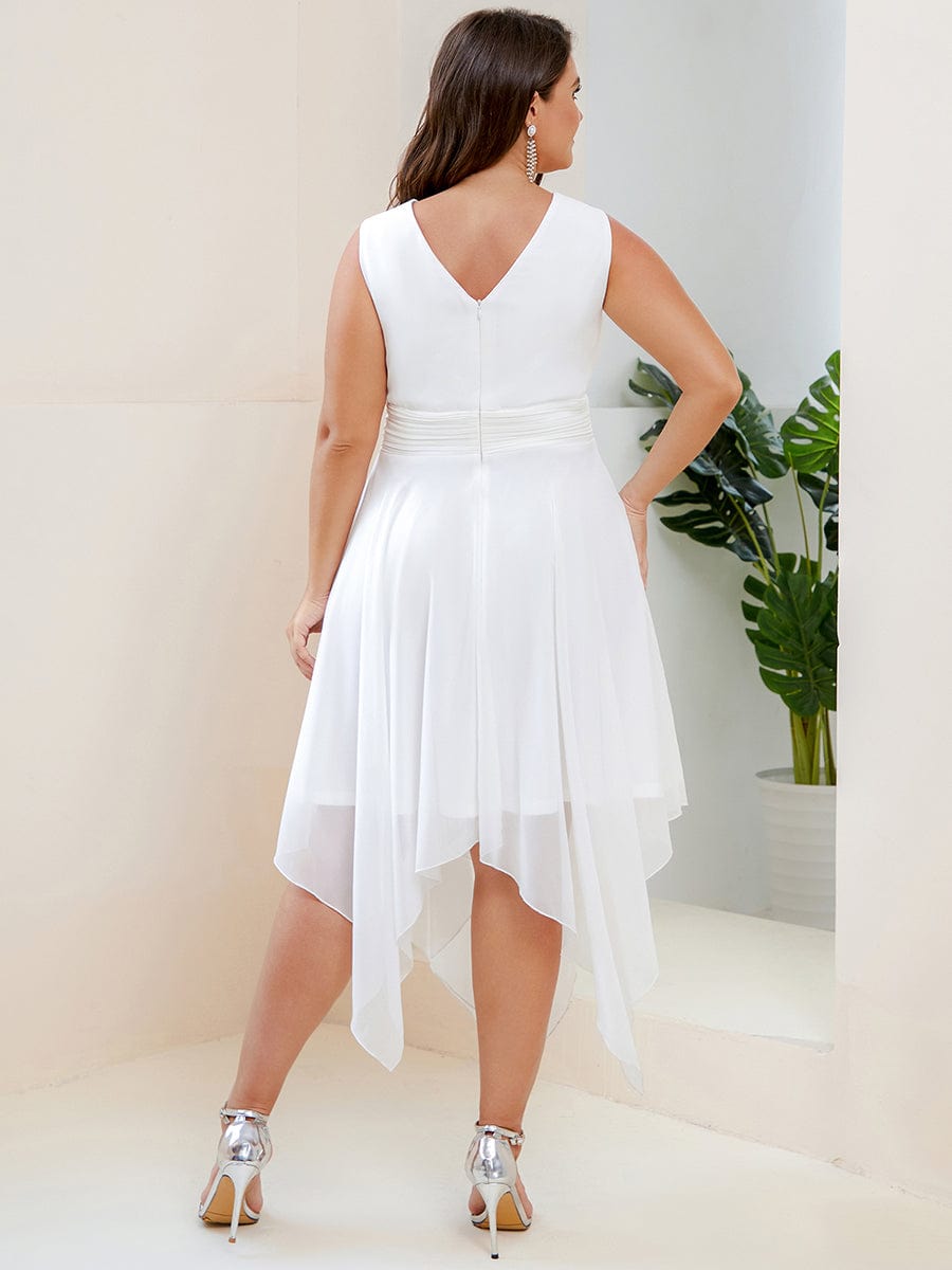 Chiffon Double V-Neck A Line Bridesmaid Dress with Asymmetrical Hem