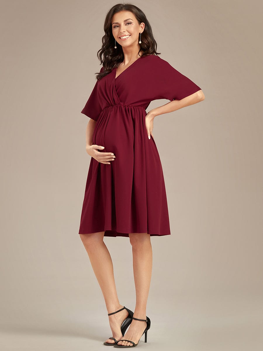 Loose V-Neck Half Sleeve Knee Length Maternity Dress