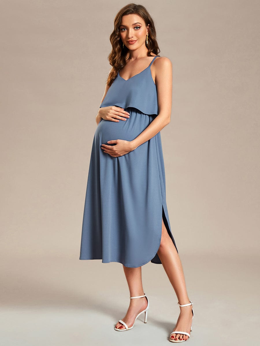 Airy Adjustable Spaghetti Straps Knee-Length A-Line Maternity Dress