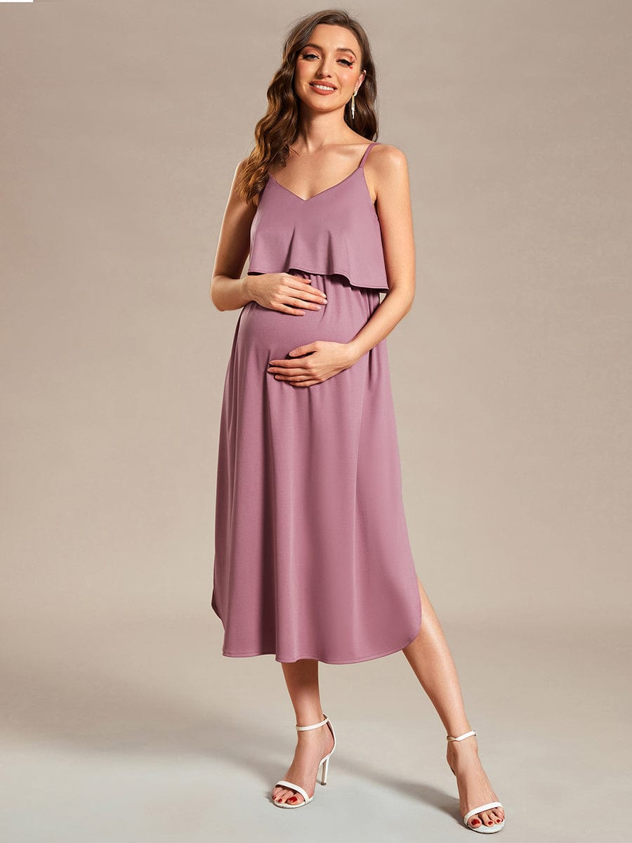 Airy Adjustable Spaghetti Straps Knee-Length A-Line Maternity Dress