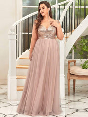 Shiny Sequin Bodice Off the Shoulder Maxi Tulle Evening Dress