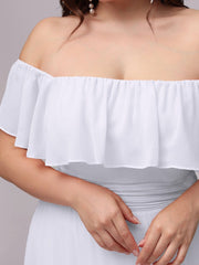 Women's Off Shoulder Ruffle Thigh Split Bridesmaid Dresses