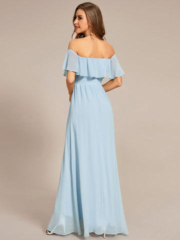 Elegant Chiffon High-Low Off The Shoulder Bridesmaid Dress