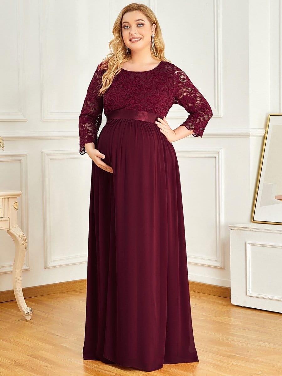 Plus Size Long Lace Sleeve Maternity Formal Dresses